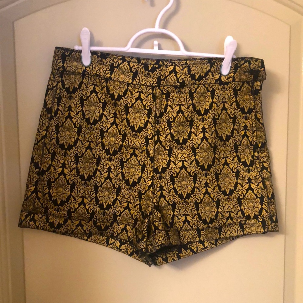 Black and Gold Brocade Women's Shorts